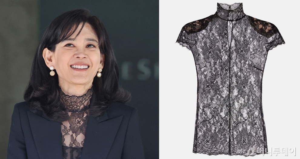 이부진 호텔신라 사장이 19일 오전 서울 중구 삼성전자 장충동 사옥에서 열린 제53기 호텔신라 정기 주주총회에 참석한 뒤 이동하는 모습(왼쪽)과 발렌티노 '코튼 블렌드 탑'./사진=뉴스1, 발렌티노