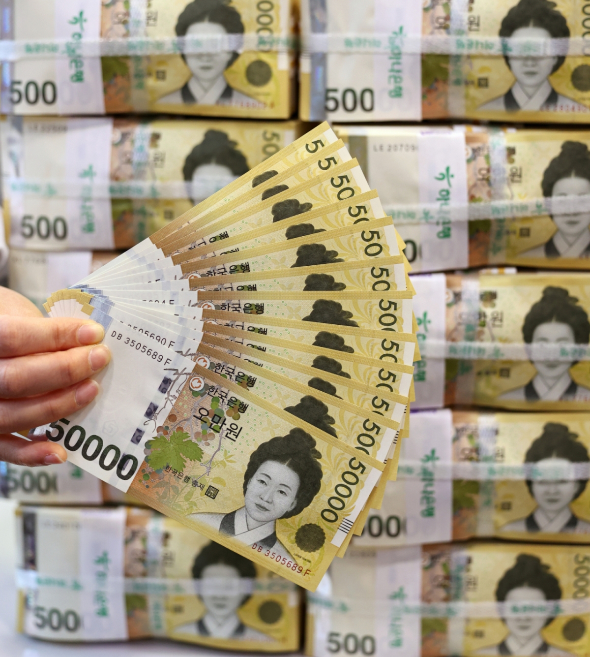 (서울=뉴스1) 구윤성 기자 = 지난달 원화의 실질 가치가 7개월 만에 반등한 것으로 나타난 가운데 24일 오전 서울 중구 하나은행 위변조대응센터에서 관계자가 원화 5만원권 지폐를 정리하고 있다.   이날 한국은행과 국제결제은행(BIS)의 분석에 따르면, 교역 구조와 각국 물가 차이를 반영한 한국의 실질실효환율지수는 올해 1월 기준 86.86(2000년 수준=100)으로 집계됐다. 2026.2.24/뉴스1  Copyright © 뉴스1. All rights reserved. 무단 전재 및 재배포,  AI학습 이용 금지. /사진=(서울=뉴스1) 구윤성 기자