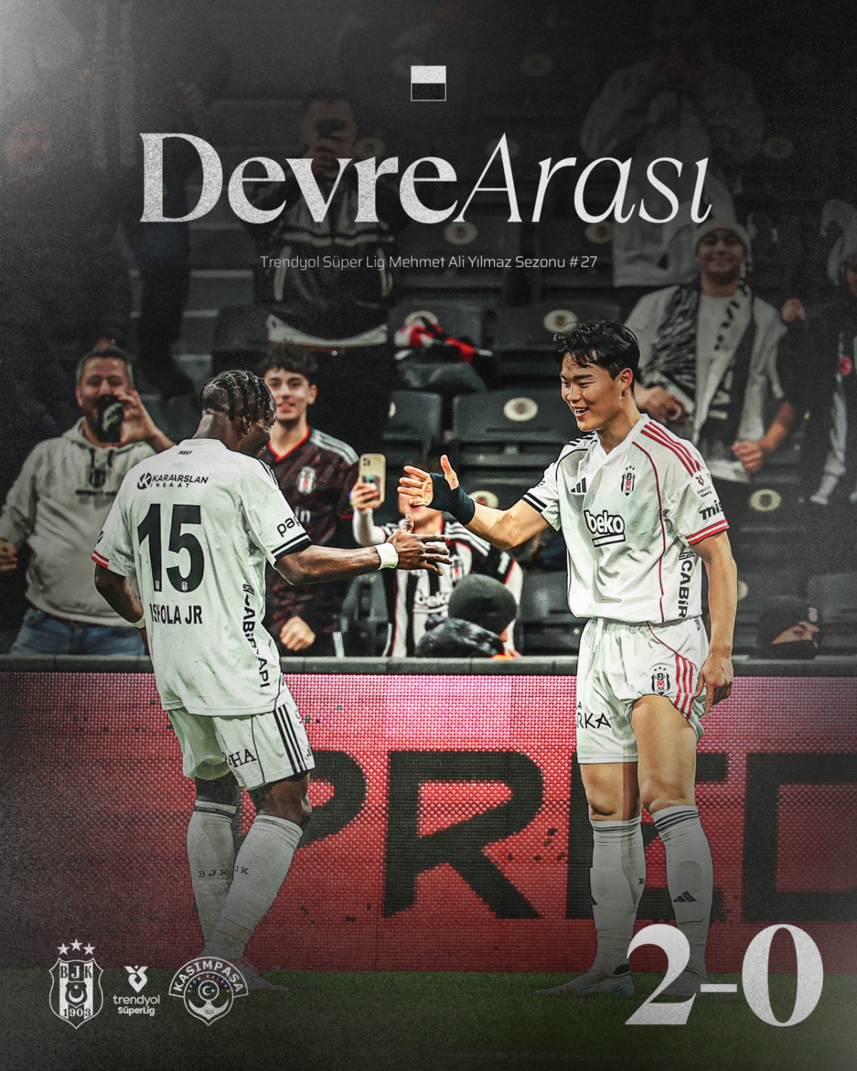 20일 튀르키예 이스탄불의 보다폰 파크에서 열린 카슴파샤전에서 득점에 성공한 뒤 골 세리머니를 하고 있는 베식타시 JK 오현규(오른쪽). /사진=베식타시 SNS 캡처