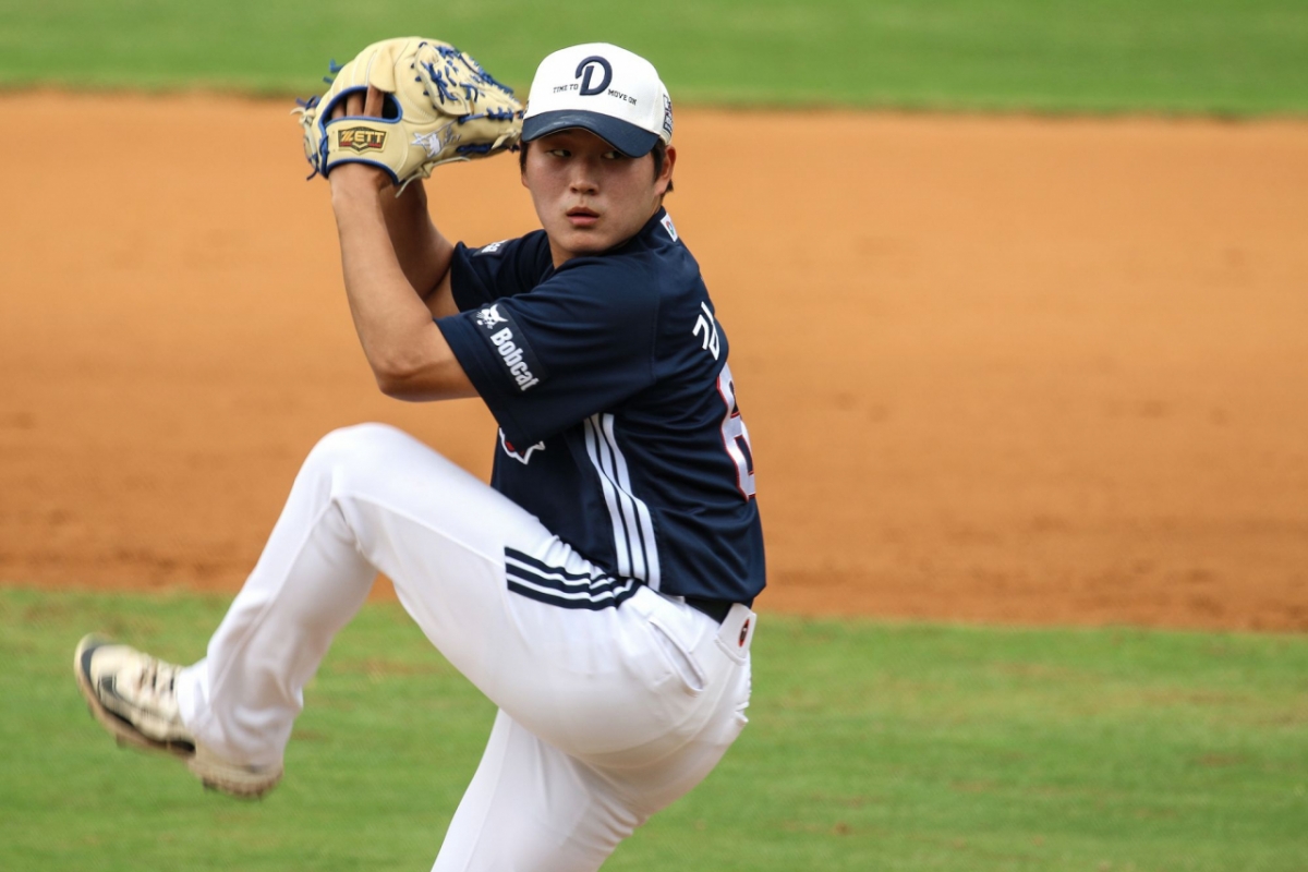 두산 마무리 투수 김택연. /사진=두산 베어스 제공