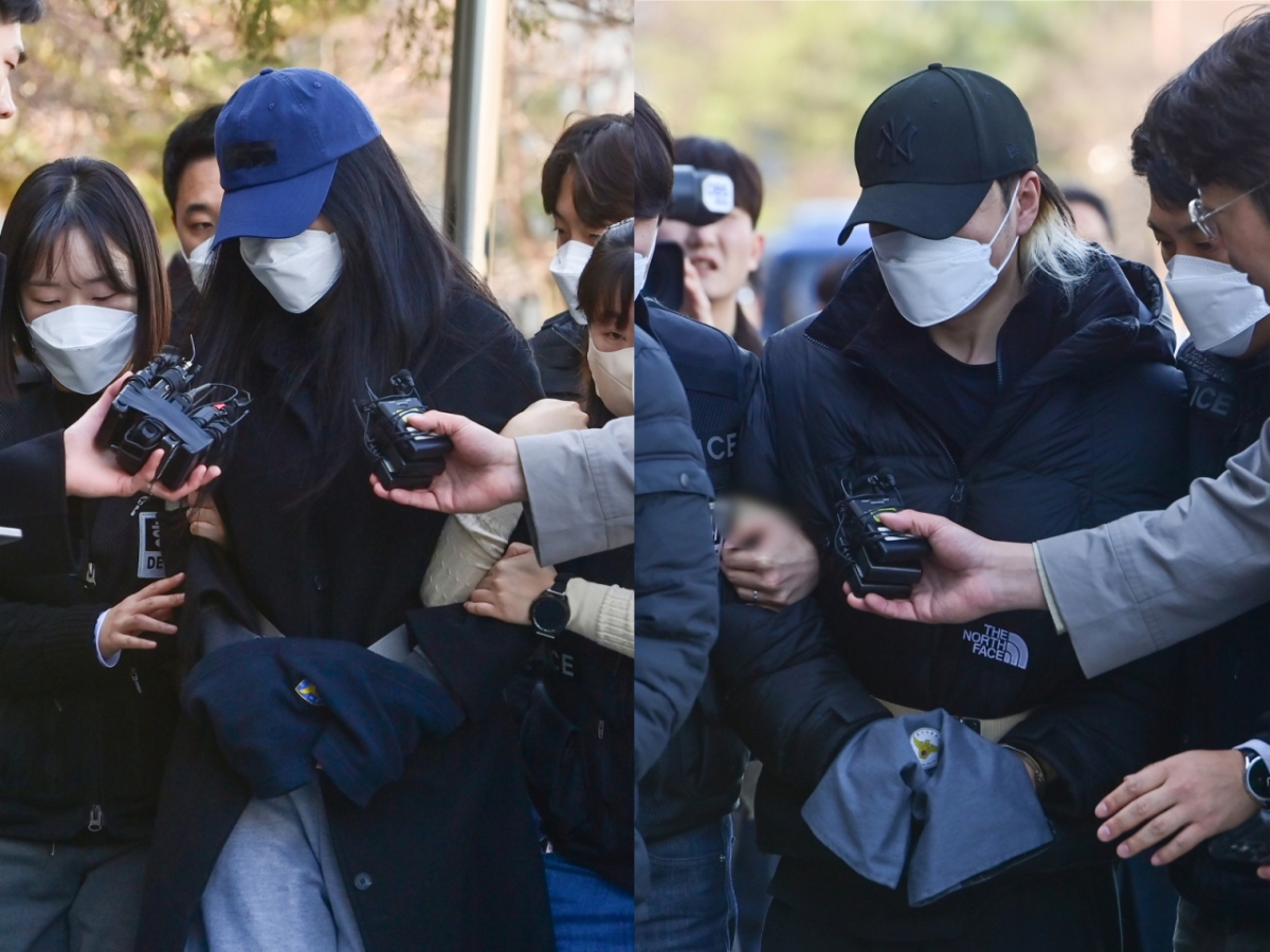 세 살배기 딸을 학대해 숨지게 한 30대 여성 A씨(왼쪽)와 시신을 야산에 유기한 혐의를 받는 30대 남성 B씨가 지난 19일 경기 안산시 단원구 수원지방법원 안산지원에서 열린 구속 전 피의자 심문(영장실질심사)에 출석하고 있다. /사진=뉴스1