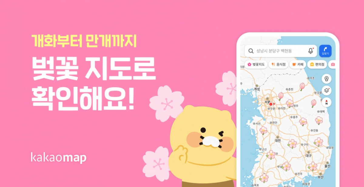 카카오맵, 전국 벚꽃 개화 한눈에 본다…'벚꽃 지도' 오픈./자료제공=카카오