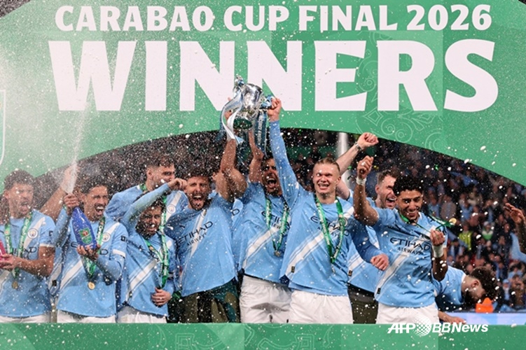 기뻐하는 맨시티 선수들. /AFPBBNews=뉴스1