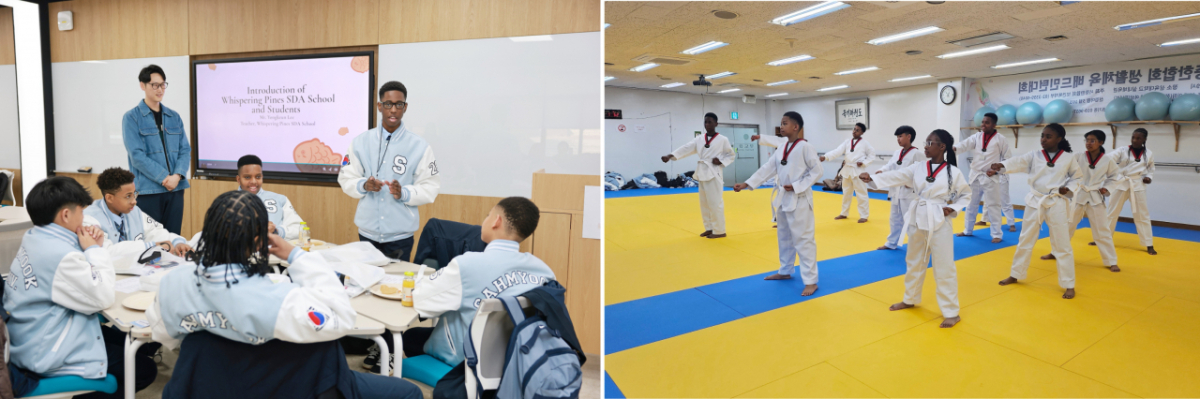 위스퍼링 파인즈 SDA 스쿨 학생들이 '한국어·한국문화 프로그램'에 참여하고 있다./사진제공=삼육대