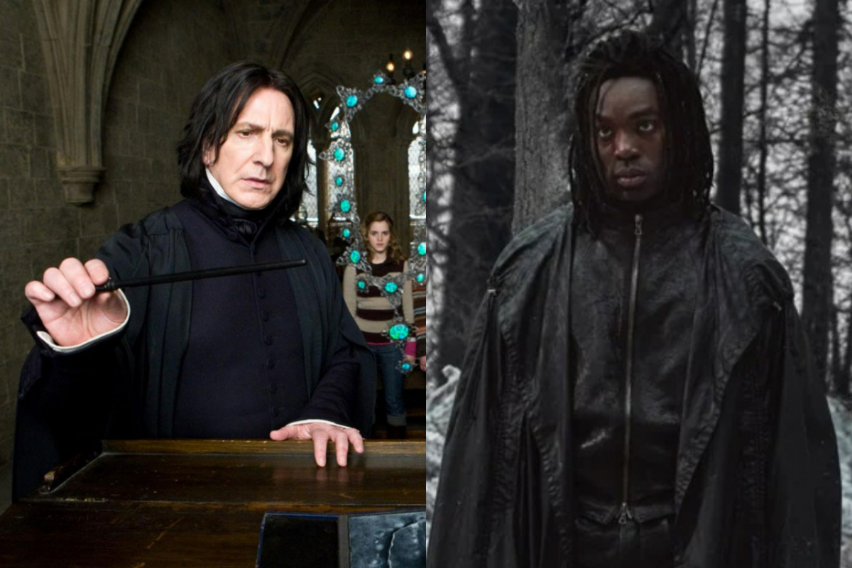 (왼쪽부터)영화 '해리포터' 시리즈에서 스네이프 교수 역을 맡았던 배우 앨런 릭먼, HBO의 '해리포터' 리부트 시리즈에서 스네이프 교수 역을 맡은 배우 파파 에시에두 /사진='해리포터' 스틸컷, HBO '해리포터' 티저 캡처