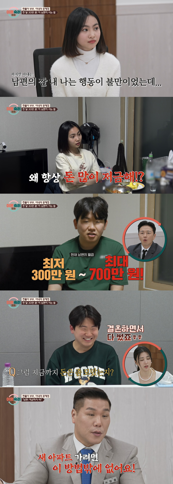 월급 700만원을 받지만 한 달에 30만원만 쓰며 절약하는 남편이 경제 관념 문제로 아내와 갈등했다. /사진=JTBC '이혼숙려캠프' 방송 화면