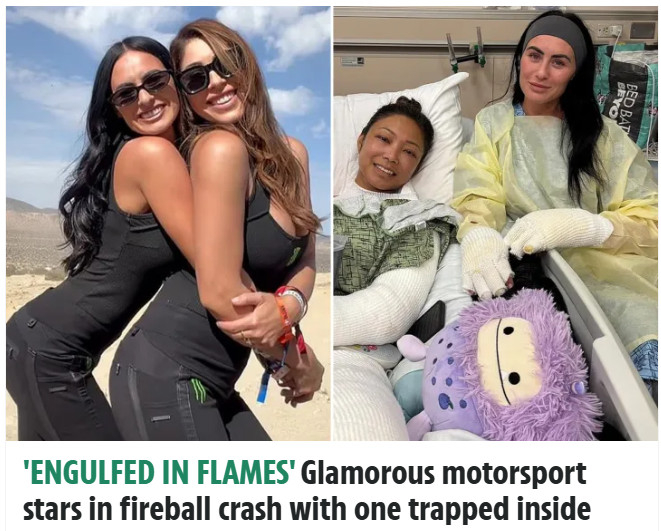 영국 '더선'은 27일(현지시간) 제이니 리와 카일리 마리 월튼이 멕시코에서 열리는 오프로드 모터스포츠 대회 '산 펠리페 250'을 앞두고 캘리포니아에서 트럭을 주행하던 중 폭발 사고가 발생해 두 사람 모두 병원에 입원했으며 수술이 필요한 상태라고 전했다./사진=더선 갈무리