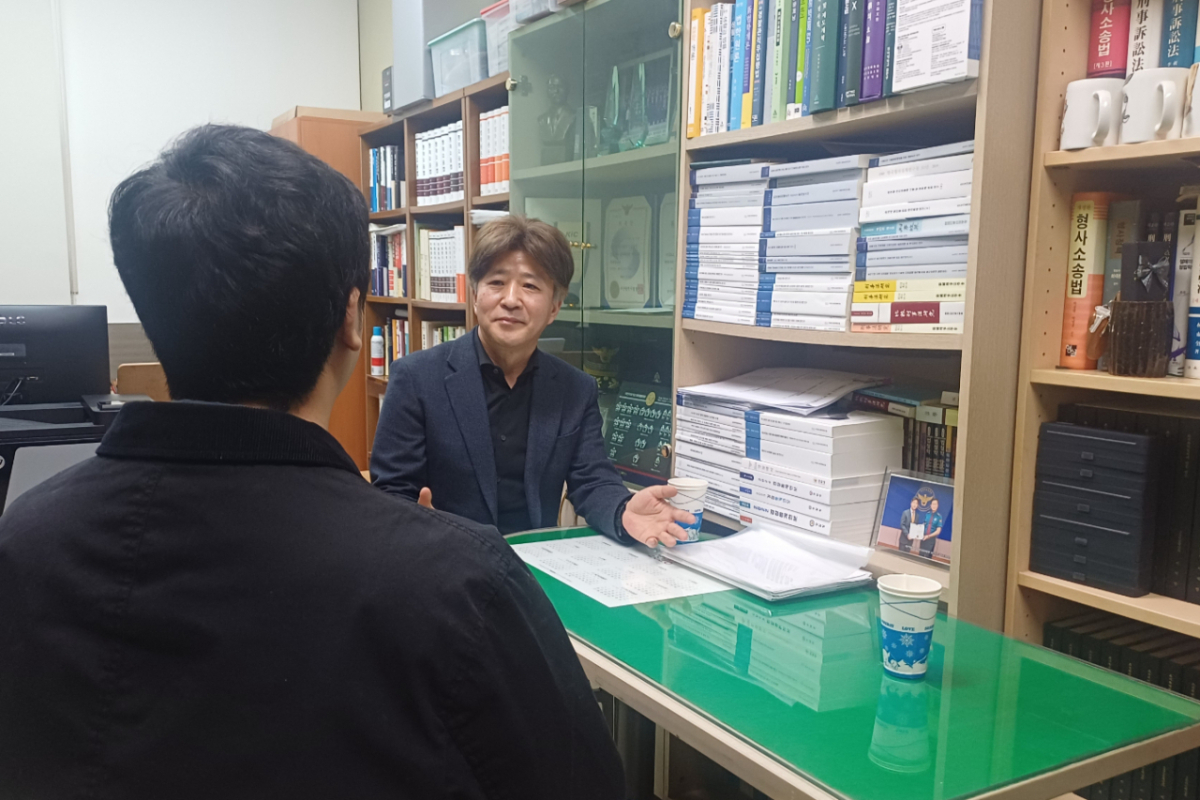 이덕인 부산과학기술대학교 경찰행정학과 교수가 사형제에 대한 본인 생각을 밝히고 있다. /사진=오석진 기자