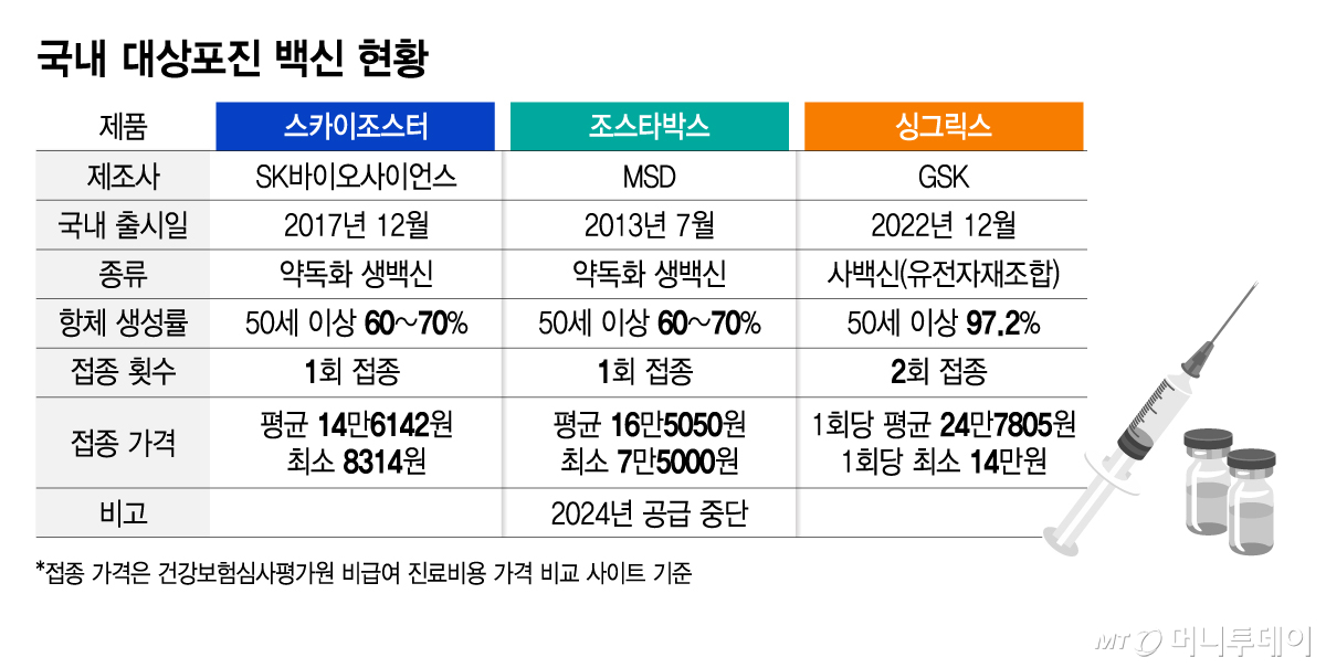 국내 대상포진 백신 현황/그래픽=김지영