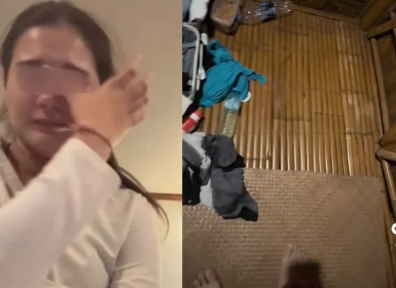 태국의 유명 휴양지 리조트에 머물던 현지 여성 숙박객 안나씨가 샤워를 위해 옷을 벗던 중 벽 틈새로 자신을 훔쳐보던 리조트 직원의 눈을 발견해 충격을 받았다고 밝혔다. /사진=안나 틱톡