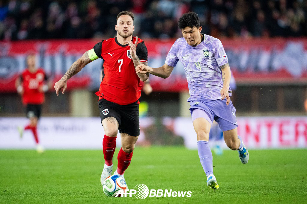 1일(한국시간) 오스트리아 빈의 에른스트 하펠 경기장에서 열린 A매치 평가전 한국과 오스트리아의 경기 모습. /AFPBBNews=뉴스1