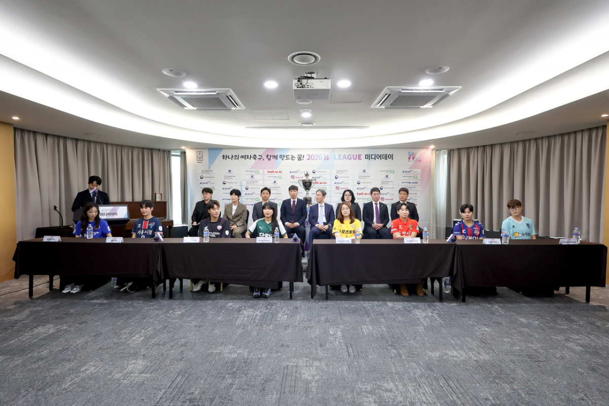 한국여자축구 미디어데이 중. /사진=한국여자축구연맹 제공