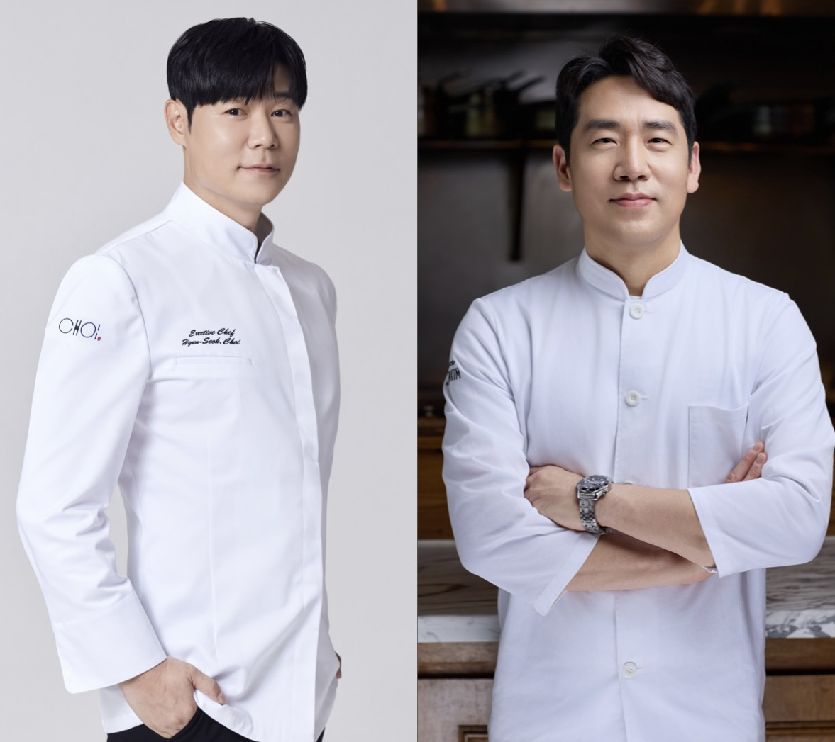 최현석(왼쪽)과 샘킴. /사진=두산 베어스 제공