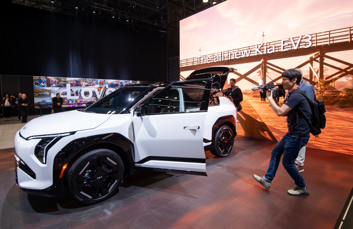 2026 뉴욕 국제 오토쇼 현장에 전시된 EV3 GT-Line. /사진제공=기아