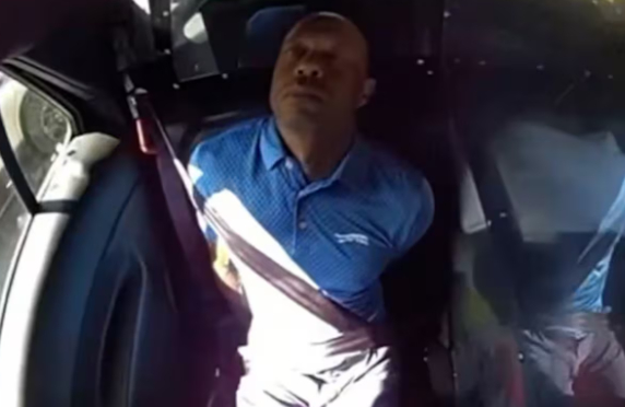 체포 후 경찰차를 탄 타이거 우즈.  /사진=마틴 카운티 보안관실