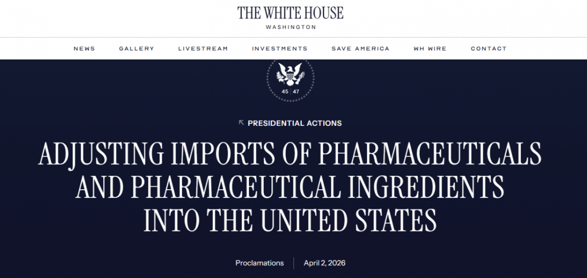 미국 백악관 홈페이지에 게시된 '미국으로의 의약품 및 의약품 원료 수입 조정'이란 제목의 설명 자료./사진=홈페이지 캡처