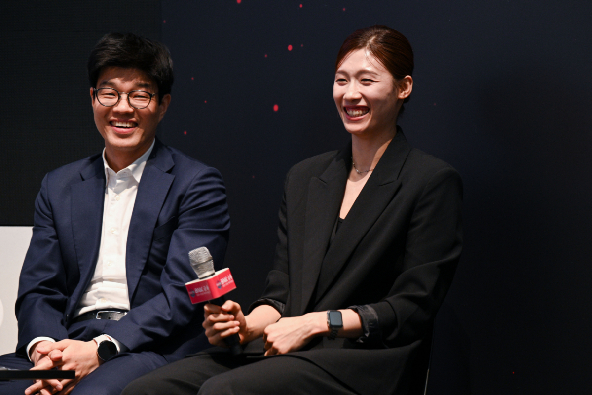 하상윤 삼성생명 감독과 이해란. /사진=WKBL 제공