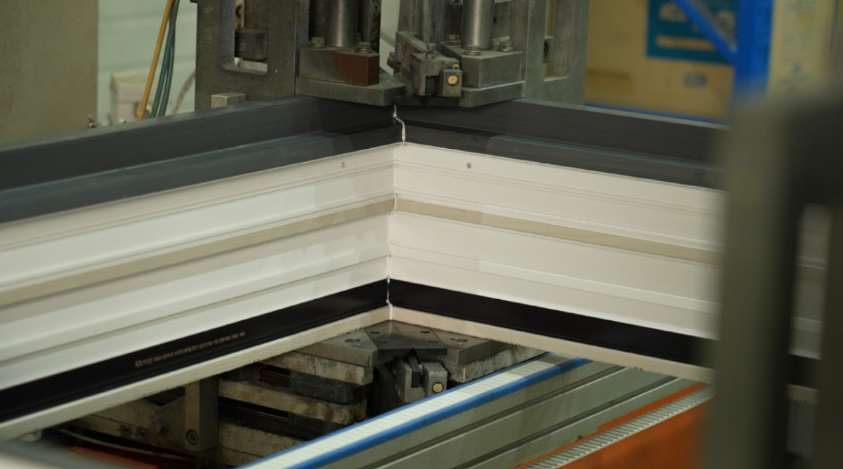 클렌체를 가공하는 공장에서 '용접' 단계를 진행 중인 사진. /사진제공=KCC·윈팩