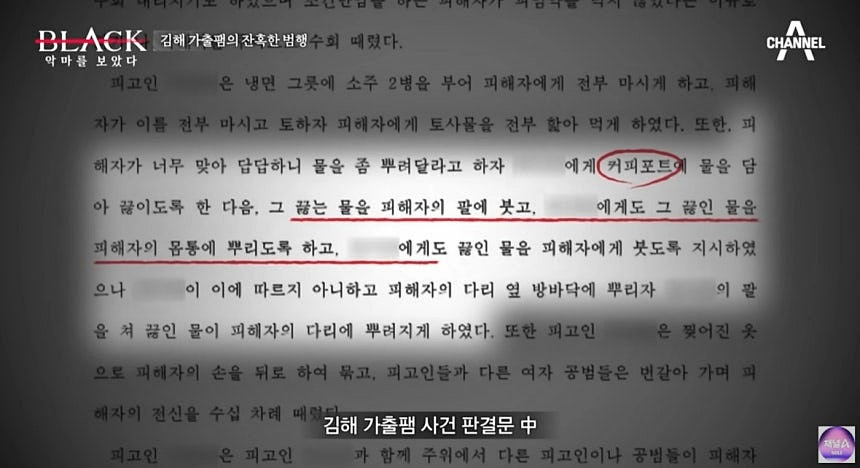 2014년 발생한 이른바 '김해 여고생 암매장 살인 사건'을 다룬 방송 화면./사진=채널A '블랙 : 악마를 보았다'