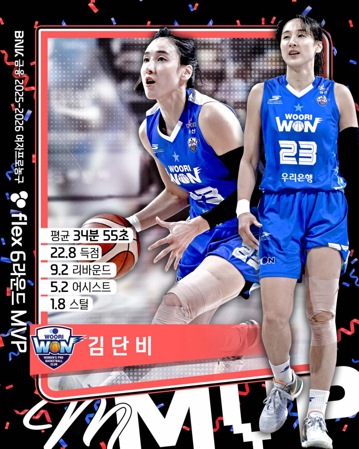 WKBL 6라운드 MVP 김단비(우리은행). /사진=WKBL 제공