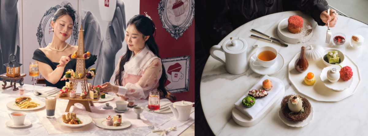 (왼쪽부터)르메르디앙 서울 명동 '아베카모르', 포시즌스 호텔 서울 애프터눈 티 세트/사진제공=각 호텔