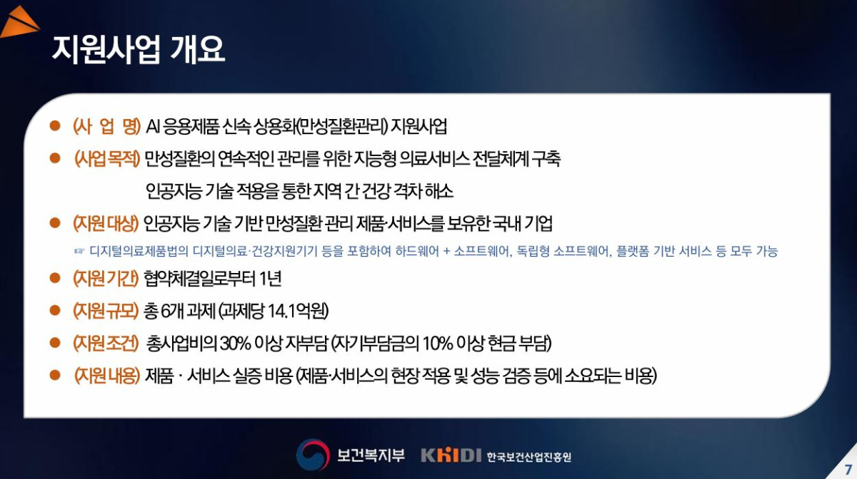 만성질환자 대상 보건의료 전주기 인공지능 전환(AX) 사업 개요/사진= 복지부