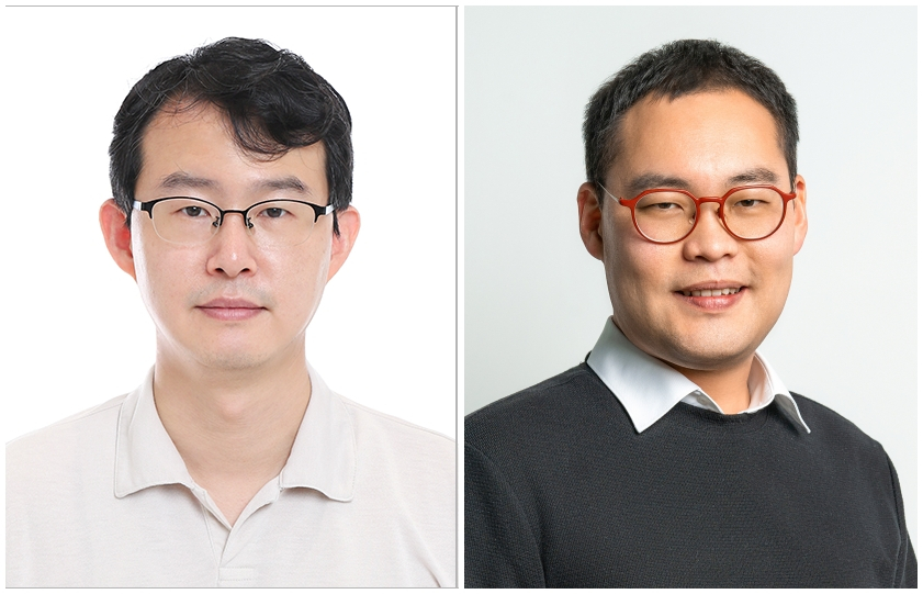 연구책임자인 강한창 가톨릭대 약대 교수(왼쪽 사진)와 한승훈 AIMS BioScience 대표이사./사진제공=가톨릭대