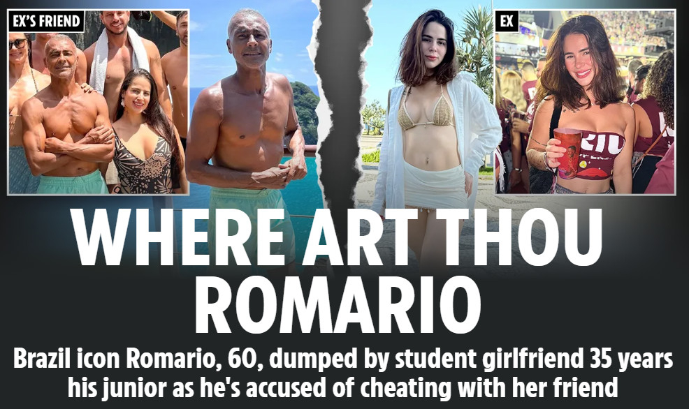 영국 '더선'은 9일(한국시간) "호마리우가 치대생인 연인 티파니 바르셀루스의 최측근 바르바라 카발칸치와 바람을 피운 의혹으로 결별했다"고 보도했다. /사진=더선 갈무리