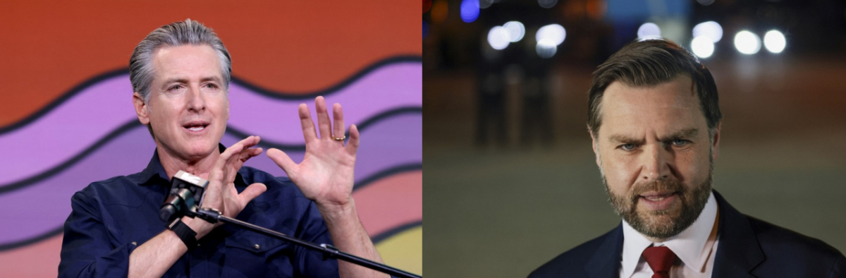 민주당의 개빈 뉴섬 캘리포니아 주지사와 공화당의 JD 밴스 부통령/AFPBBNews=뉴스1