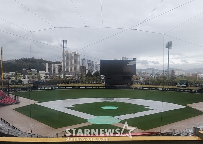 우천 취소된 광주-기아 챔피언스필드. /사진=박수진 기자
