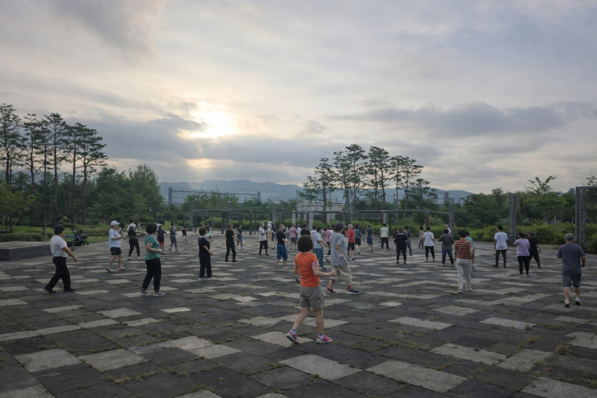 서울 강남구 율현공원에서 아침 운동하는 사람들. /사진제공=서울 강남구