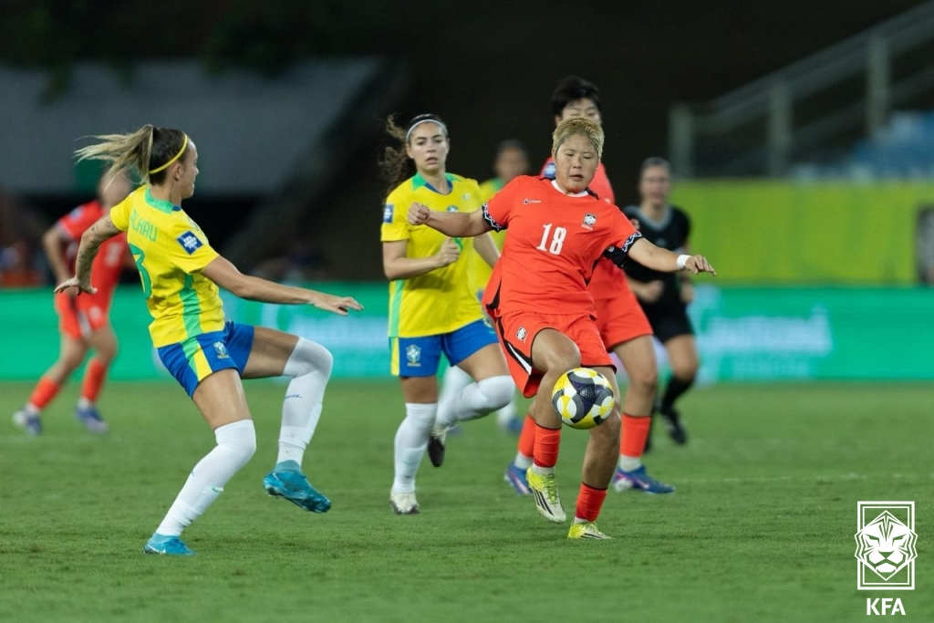 한국과 브라질 대표팀 경기 중. /사진=대한축구협회(KFA) 제공