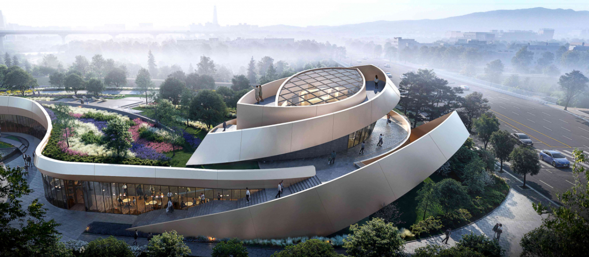 양재천 수변공원과 연계한 조망형 아트라운지 스파이럴 쉘/사진제공=삼성물산 