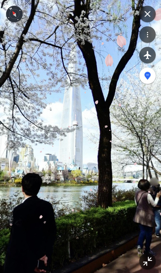 벚꽃효과가 적용된 석촌호수 거리뷰. /사진 제공=네이버