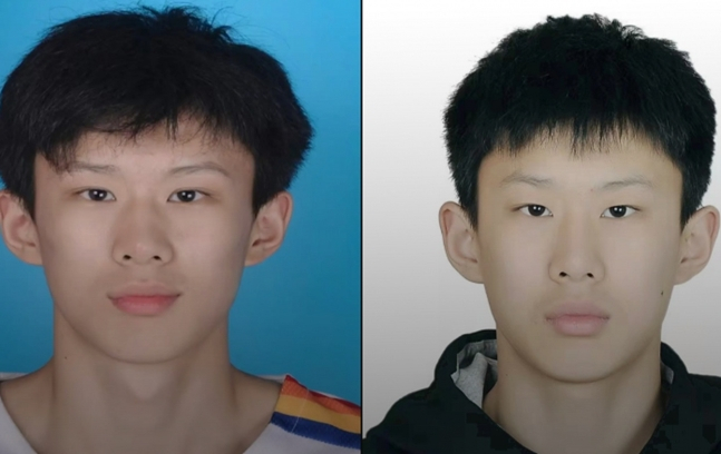 현재 중국 18세 대표팀에 소집된 리이저(왼쪽)과 현재는 선수로 활동하지 않는다는 장한보. /사진=중국 타이탄스포츠 캡처