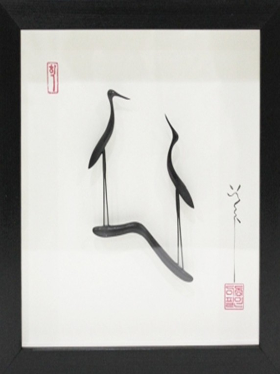 이재명 대통령 초청으로 공식 방한한 도날드 투스크 폴란드 총리를 위해 마련된 부부학 액자. / 사진제공=청와대