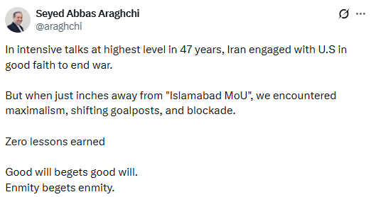 /사진=아바스 아라그치 이란 외무장관 X