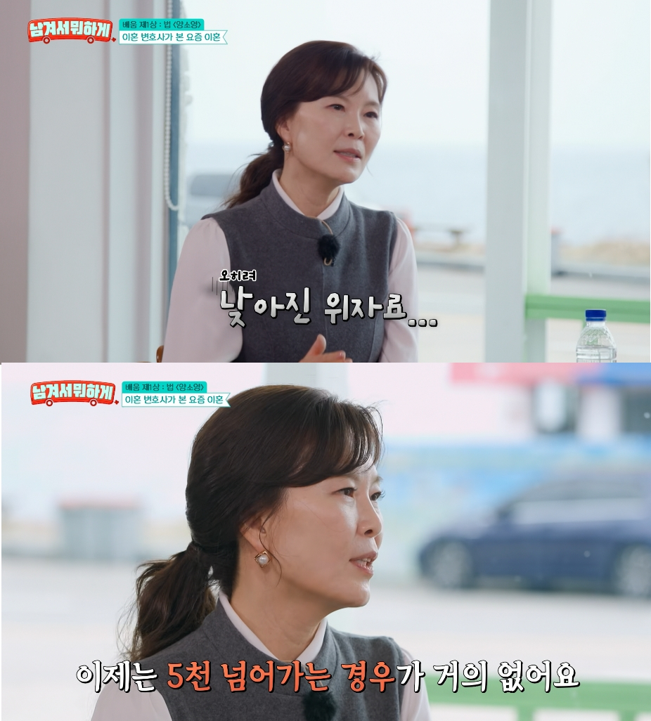 이혼 전문 양소영 변호사가 간통제 폐지 이후 오히려 이혼 소송 관련 위자료 액수가 낮아졌다고 토로했다. /사진=tvN 스토리 '남겨서 뭐하게' 방송화면