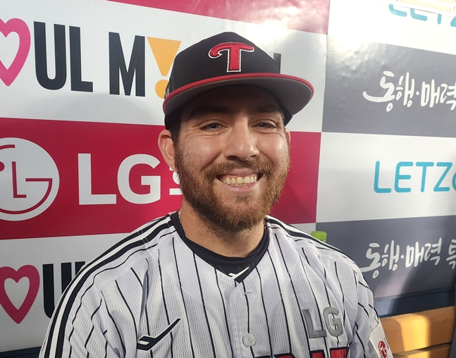 14일 롯데전을 마친 뒤 오스틴의 모습. /사진=박수진 기자