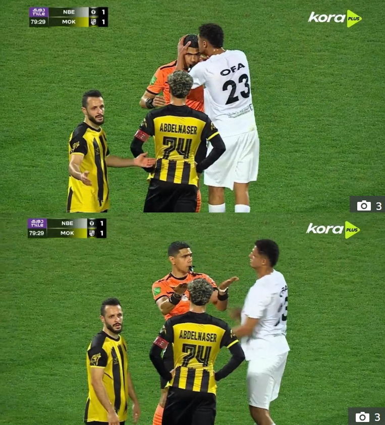 선수가 주심의 머리에 입을 맞추고 주심이 황당해 하는 모습. /사진=더선 갈무리