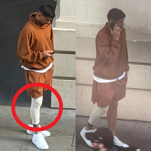 크리스티안 로메로가 무릎 보호대를 착용한 채 길거리를 걷고 있다. /사진=더선 갈무리