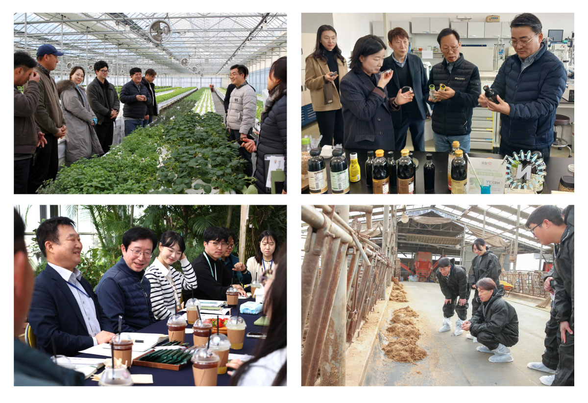 이승돈 농촌진흥청장과 함께 4개 과학원을 이끌고 있는 기관장들이 현장을 찾아 기술보급과 소통 확대에 속도를 내고 있다.  성제훈 국립농업과학원장, 김병석 국립식량과학원장, 조용민 국립축산과학원장, 김대현 국립원예특작과학원장(윗쪽 사진 왼쪽부터 시계방향 순) 