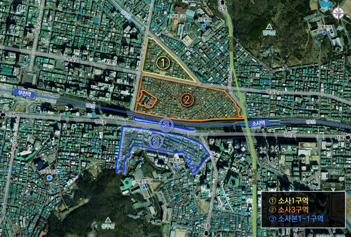 재개발 계획 위치도(소사역 일대)./사진제공=부천