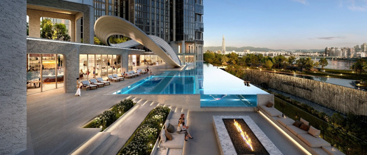 오는 25일 시공사 선정총회를 앞두고 있는 '리베니끄 성수' 인피니티 풀 조감도 / 사진제공=GS건설