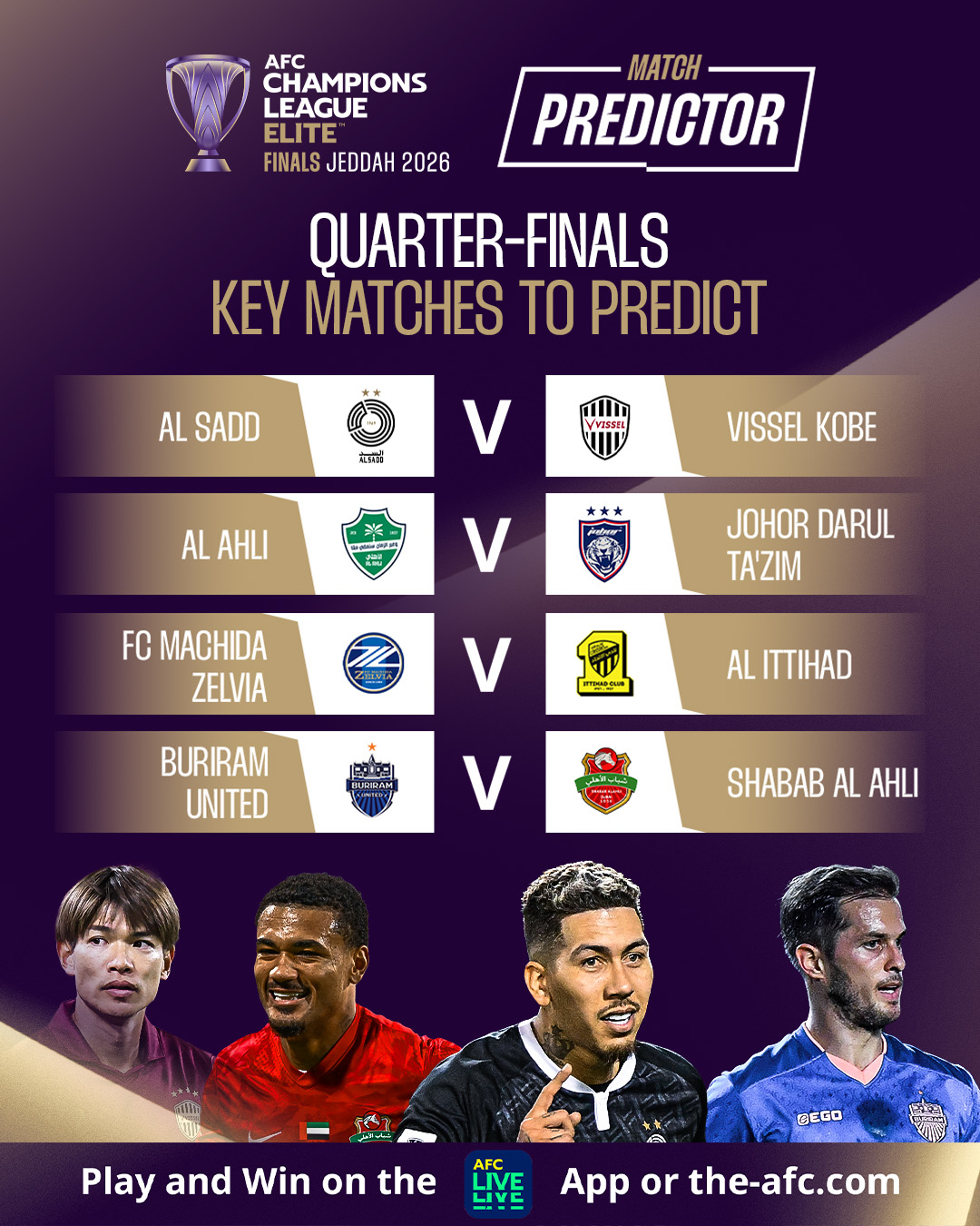 2025-2026 아시아축구연맹(AFC) 챔피언스리그 엘리트 8강 대진표. /사진=AFC 제공