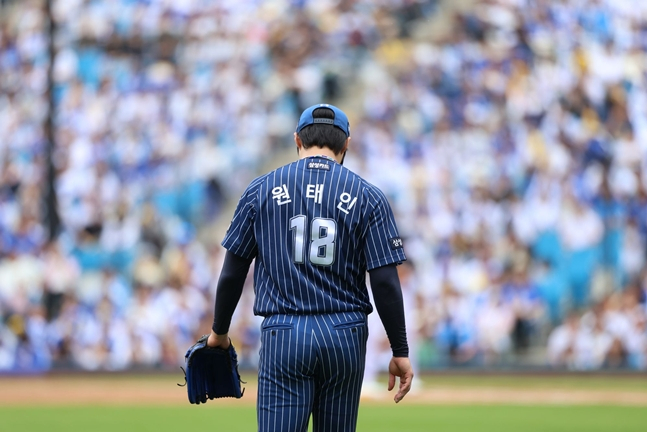 아쉬워하는 원태인. /사진=삼성 라이온즈