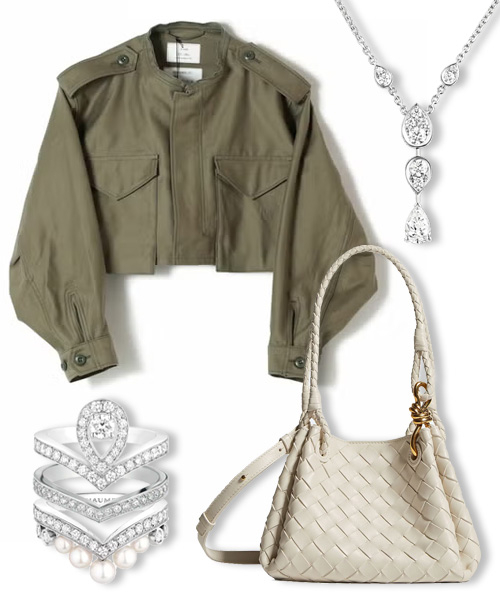 배우 송혜교가 수수한 패션에 럭셔리한 주얼리를 매치해 눈길을 끌었다. /사진=하이크(HYKE), 쇼메(Chaumet), 보테가 베네타(Bottega Veneta)