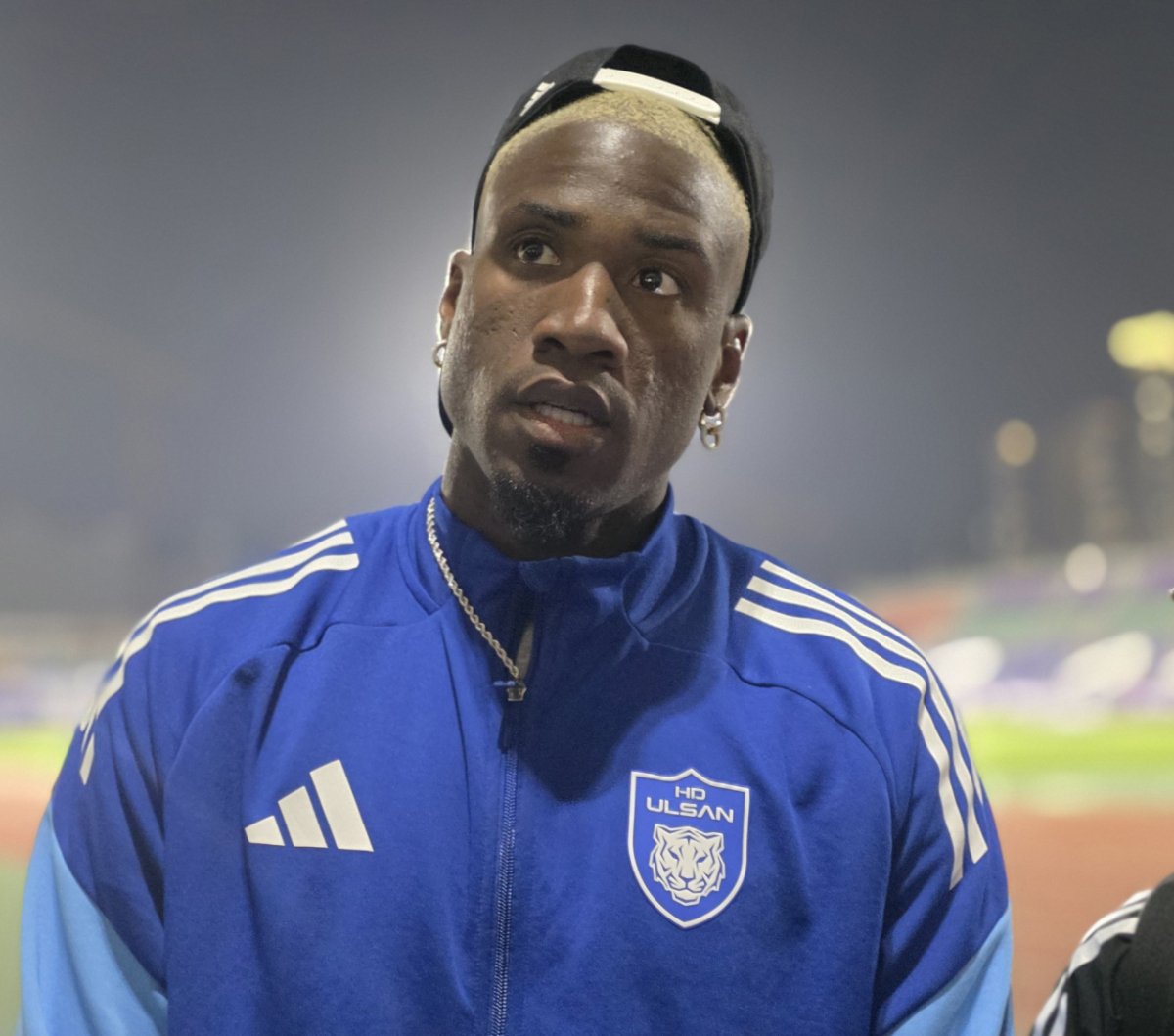 22일 안양종합운동장에서 열린 FC안양전 이후 취재진과 만난 울산 HD 말컹. /사진=김명석 기자