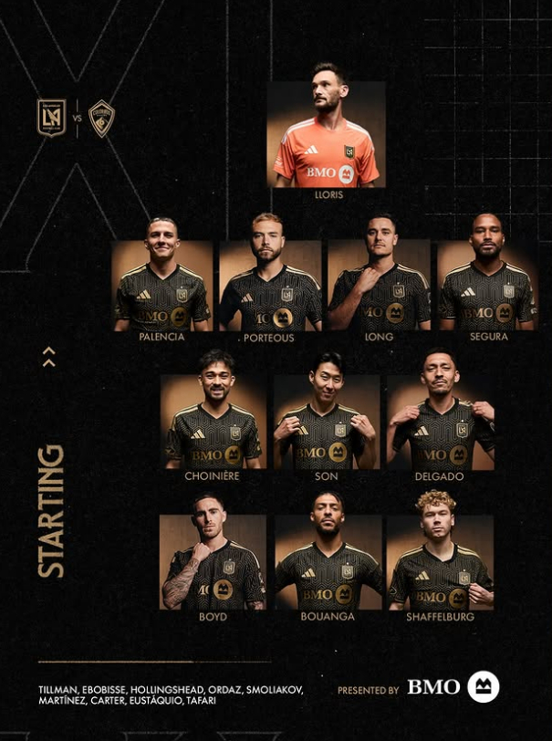 23일 오전 11시 30분(한국시간) 미국 LA의 BMO 스타디움에서 열린 미국 메이저리그사커(MLS) 9라운드 LAFC의 라인업. /사진=LAFC 공식 사회관계망서비스(SNS)