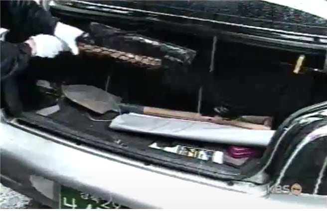 범행에 이용된 승용차 트렁크 /사진=KBS 뉴스 캡처